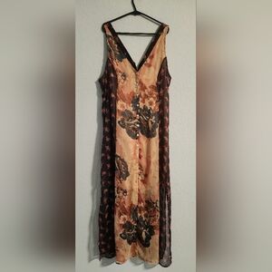 Soft Surroundings Sleeveless Button Down Midi Dress Chiffon Floral Print medium